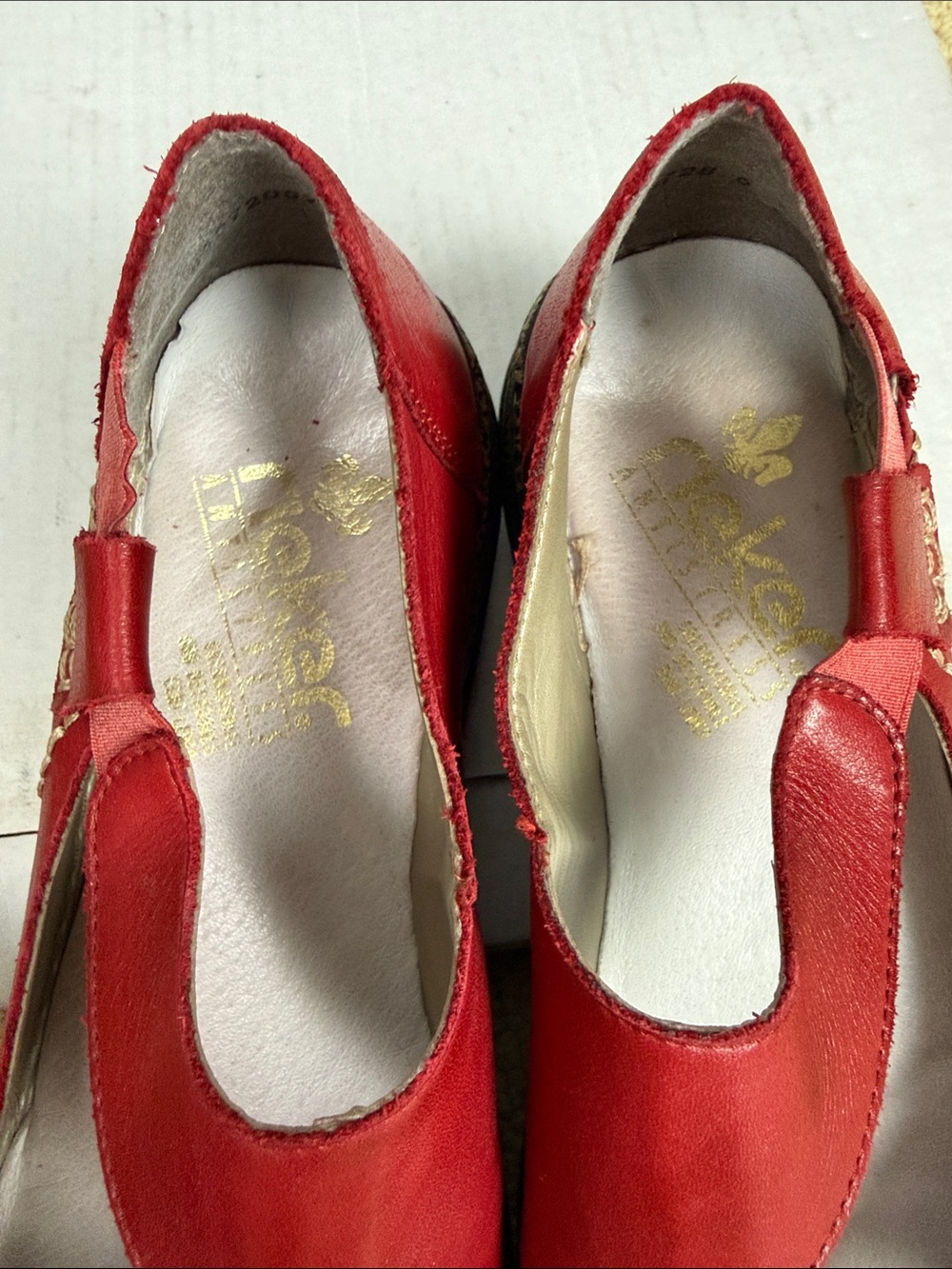 Rieker Daisy Red Mary Janeās Slip-On Leather Comfort Shoes Size 9 - Picture 10 of 12